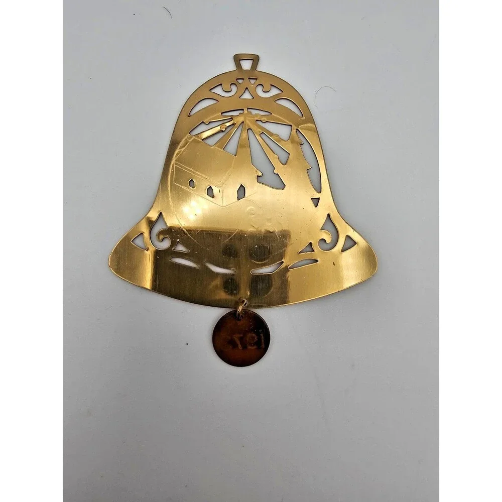 The Chartrands 1973 Brass Bell Ornament Architectural Cut Out Christmas